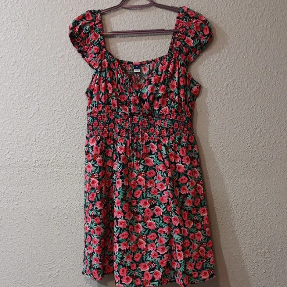 Old Navy Pink and Green Floral Dress, Ladies Summer Dress, Ladies Size Medium - Picture 1 of 5